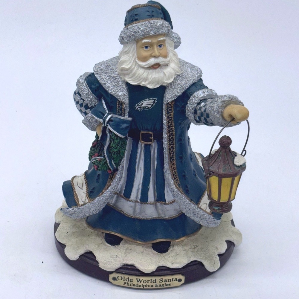RARE Philadelphia Eagles Olde World Santa Figurine Memory Company NFL 2003 7.25"